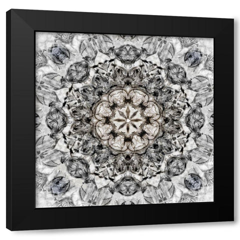 Black White Kaleidoscope Black Modern Wood Framed Art Print by Nan