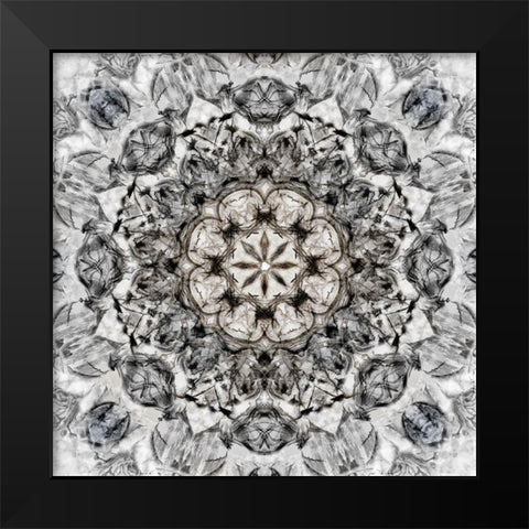 Black White Kaleidoscope Black Modern Wood Framed Art Print by Nan