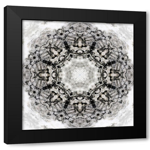 Black White Kaleidoscope Black Modern Wood Framed Art Print by Nan