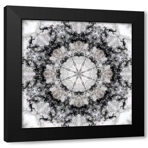 Black White Kaleidoscope Black Modern Wood Framed Art Print by Nan