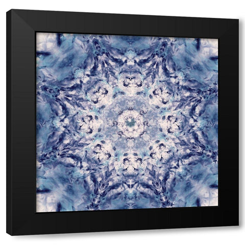 Indigo Gem Kaleidoscope I Black Modern Wood Framed Art Print with Double Matting by Nan