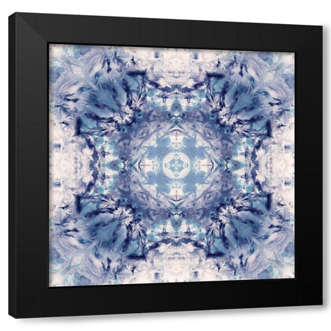 Indigo Gem Kaleidoscope Black Modern Wood Framed Art Print with Double Matting by Nan