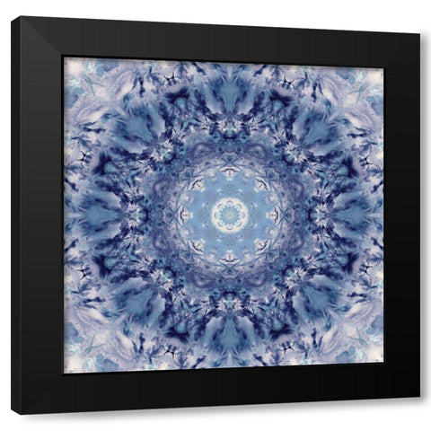 Indigo Gem Kaleidoscope Black Modern Wood Framed Art Print by Nan