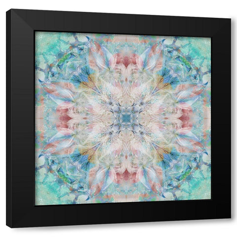 Kaleidoscope Feathers Black Modern Wood Framed Art Print by Nan