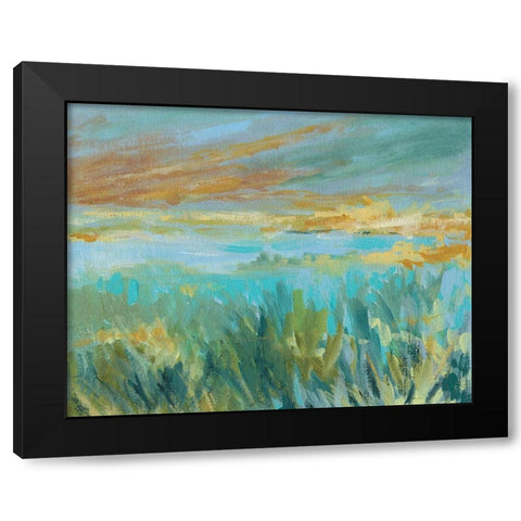 Grassy Beach Black Modern Wood Framed Art Print with Double Matting by Robinson, Carol