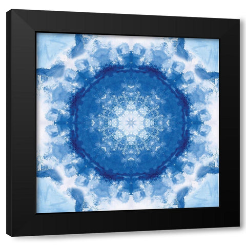 Indigo Wash Kaleidoscope II Black Modern Wood Framed Art Print by Nan