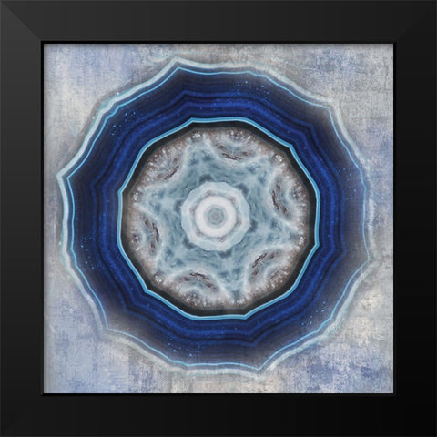 Kaleidoscope Blue Agate II Black Modern Wood Framed Art Print by Weisz, Irene