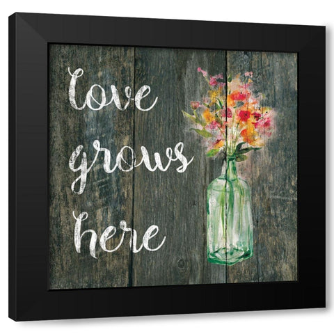 Love Grows Here Black Modern Wood Framed Art Print with Double Matting by Robinson, Carol