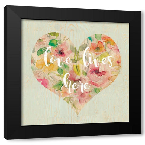 Love Lives Here Black Modern Wood Framed Art Print with Double Matting by Robinson, Carol