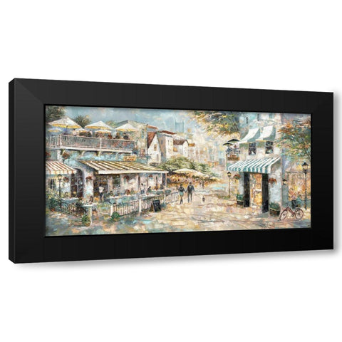 Rooftop Cafe Black Modern Wood Framed Art Print by Manning, Ruane