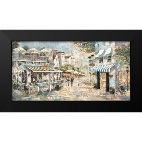 Rooftop Cafe Black Modern Wood Framed Art Print by Manning, Ruane