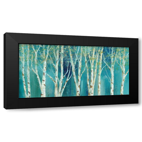 Birch on Blue Black Modern Wood Framed Art Print with Double Matting by Nan