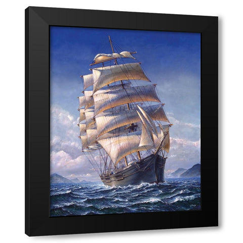 Sailing the WR Black Modern Wood Framed Art Print by Stephens Jr., John H.