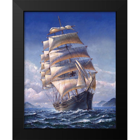 Sailing the WR Black Modern Wood Framed Art Print by Stephens Jr., John H.