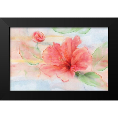 Hibiscus Black Modern Wood Framed Art Print by Nan