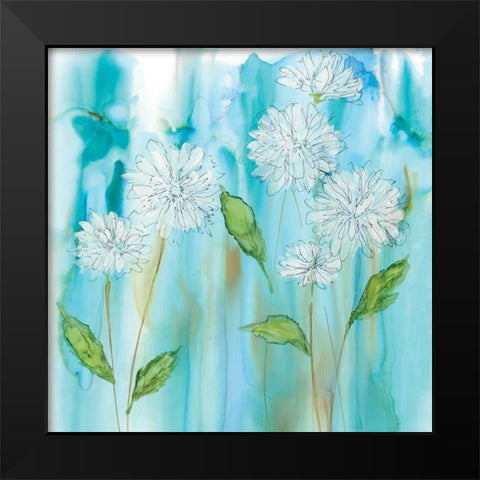 White Garden Flow Black Modern Wood Framed Art Print by Robinson, Carol