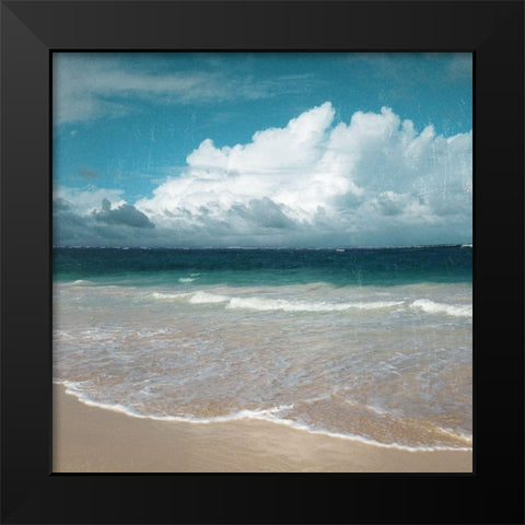 Beach Waves Black Modern Wood Framed Art Print by Nan