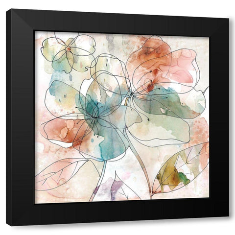 Floral Flow II Black Modern Wood Framed Art Print with Double Matting by Robinson, Carol