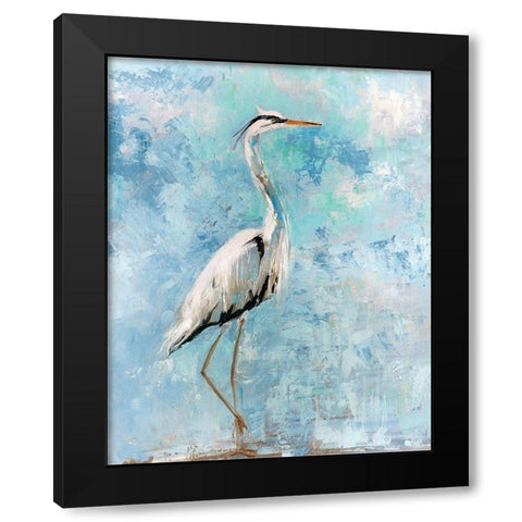 Hazy Morning Heron Black Modern Wood Framed Art Print with Double Matting by Swatland, Sally