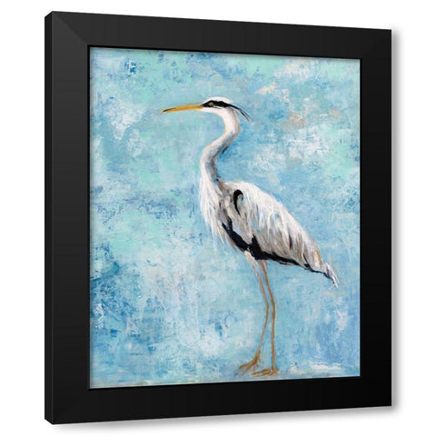 Hazy Morning Heron Black Modern Wood Framed Art Print by Swatland, Sally