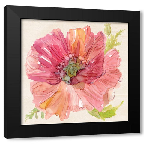 Botanical Poppy Black Modern Wood Framed Art Print by Robinson, Carol