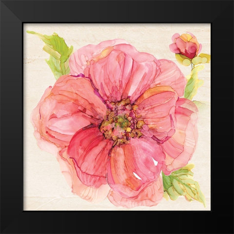 Botanical Peony Black Modern Wood Framed Art Print by Robinson, Carol