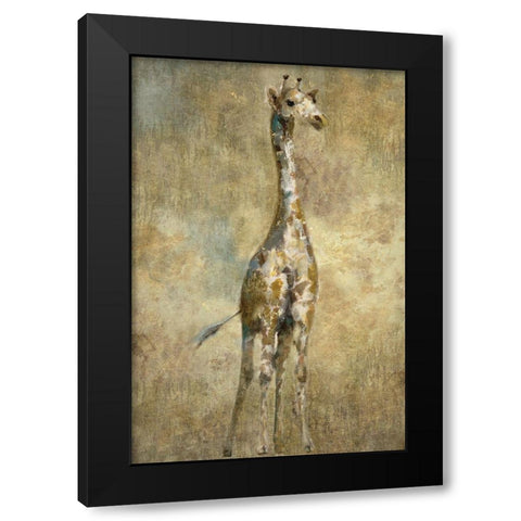 Summer Safari Giraffe Black Modern Wood Framed Art Print with Double Matting by Nan