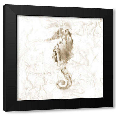 Soft Marble Seahorse Black Modern Wood Framed Art Print by Nan