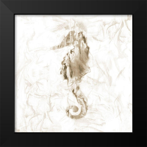 Soft Marble Seahorse Black Modern Wood Framed Art Print by Nan