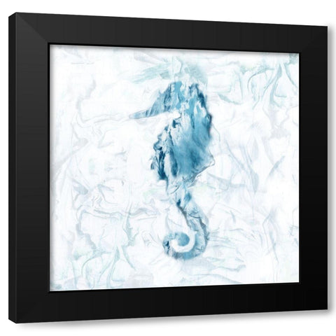 Blue Marble Seahorse Black Modern Wood Framed Art Print with Double Matting by Nan