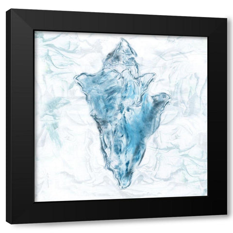 Blue Marble Coast Shell Black Modern Wood Framed Art Print by Nan