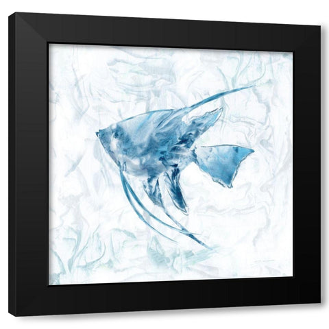 Blue Marble Tropical Fish Black Modern Wood Framed Art Print with Double Matting by Nan