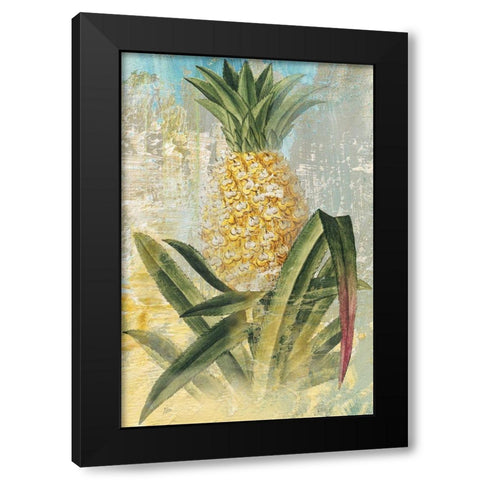 Botanical Pineapple Black Modern Wood Framed Art Print with Double Matting by Nan