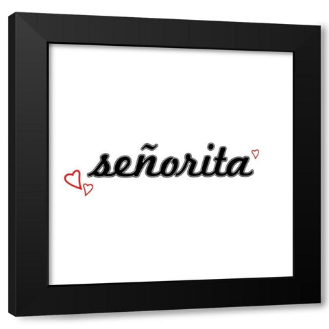 Senorita Black Modern Wood Framed Art Print with Double Matting by CAD DESIGNS