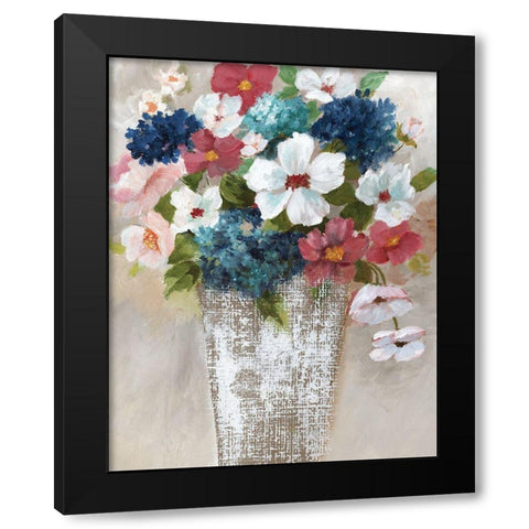 Linen Bouquet I Black Modern Wood Framed Art Print by Nan