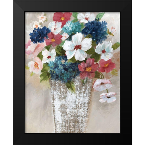 Linen Bouquet I Black Modern Wood Framed Art Print by Nan