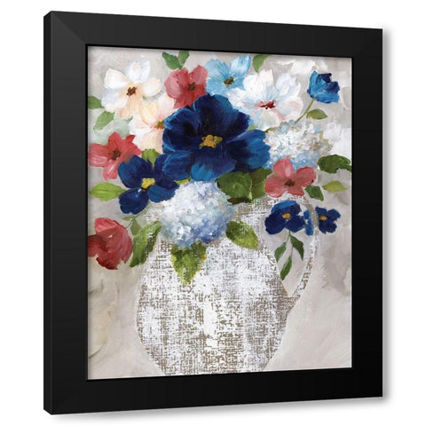 Linen Bouquet II Black Modern Wood Framed Art Print with Double Matting by Nan