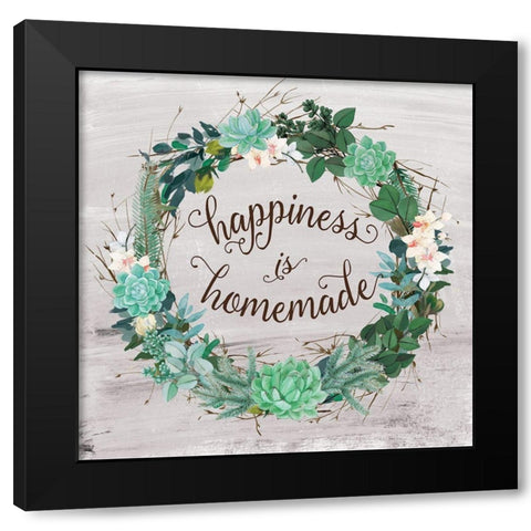 Happiness is Black Modern Wood Framed Art Print with Double Matting by Murray, Amanda