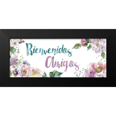 Bienvenidos Amigos Black Modern Wood Framed Art Print by Robinson, Carol