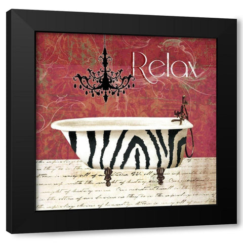 Zebra Bath Black Modern Wood Framed Art Print with Double Matting by Robinson, Carol