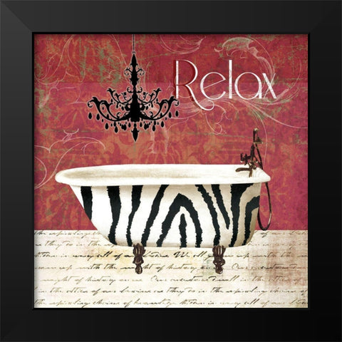Zebra Bath Black Modern Wood Framed Art Print by Robinson, Carol