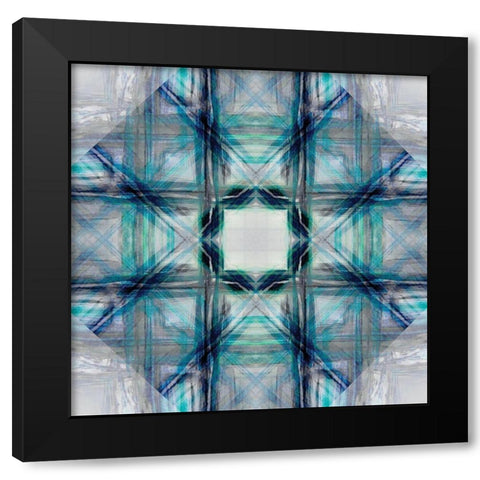 Kaleidoscope Tartan Black Modern Wood Framed Art Print with Double Matting by Nan