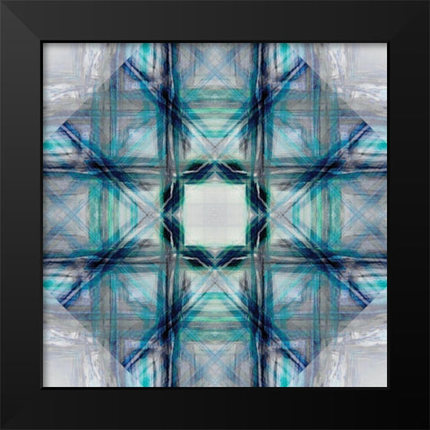 Kaleidoscope Tartan Black Modern Wood Framed Art Print by Nan