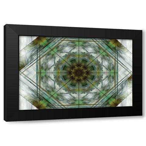 Green Grey Kaleidoscope I Black Modern Wood Framed Art Print by Nan