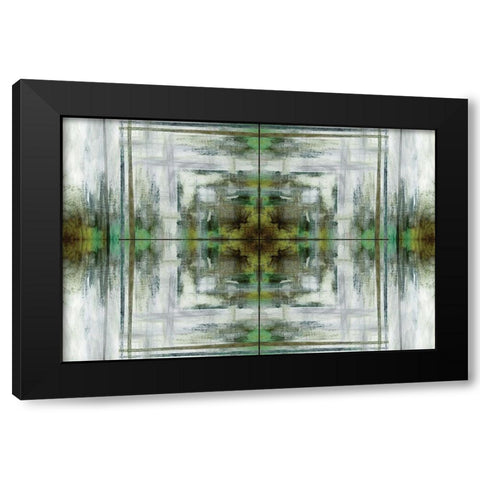 Green Grey Kaleidoscope Black Modern Wood Framed Art Print by Nan