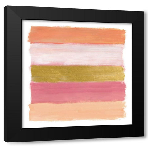 Brush Strokes Black Modern Wood Framed Art Print with Double Matting by Nan