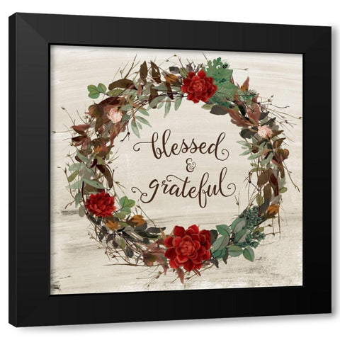 Blessed and Grateful Black Modern Wood Framed Art Print with Double Matting by Murray, Amanda