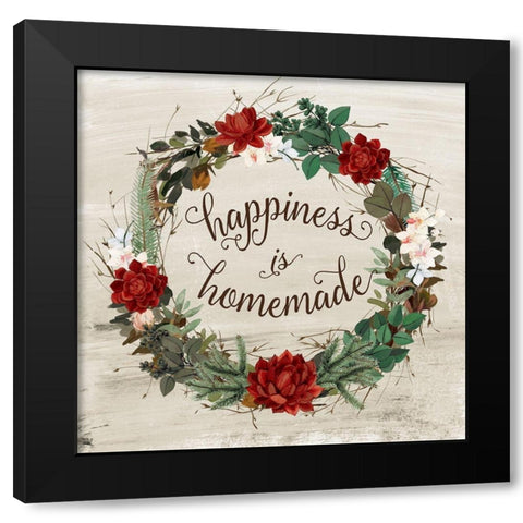 Happiness is Black Modern Wood Framed Art Print with Double Matting by Murray, Amanda