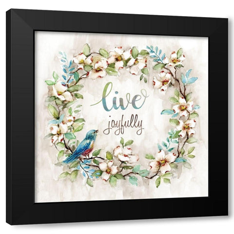 Live Joyfully Black Modern Wood Framed Art Print with Double Matting by Nan