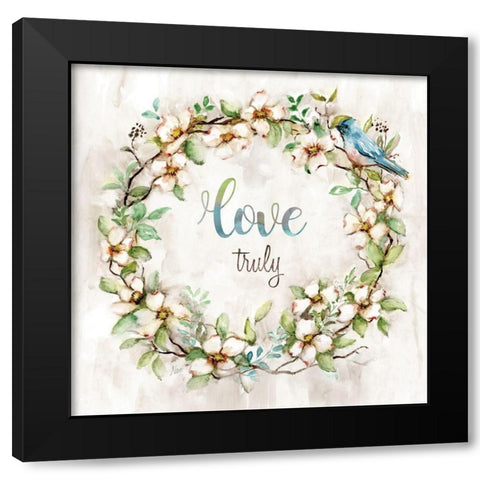 Love Truly Black Modern Wood Framed Art Print with Double Matting by Nan